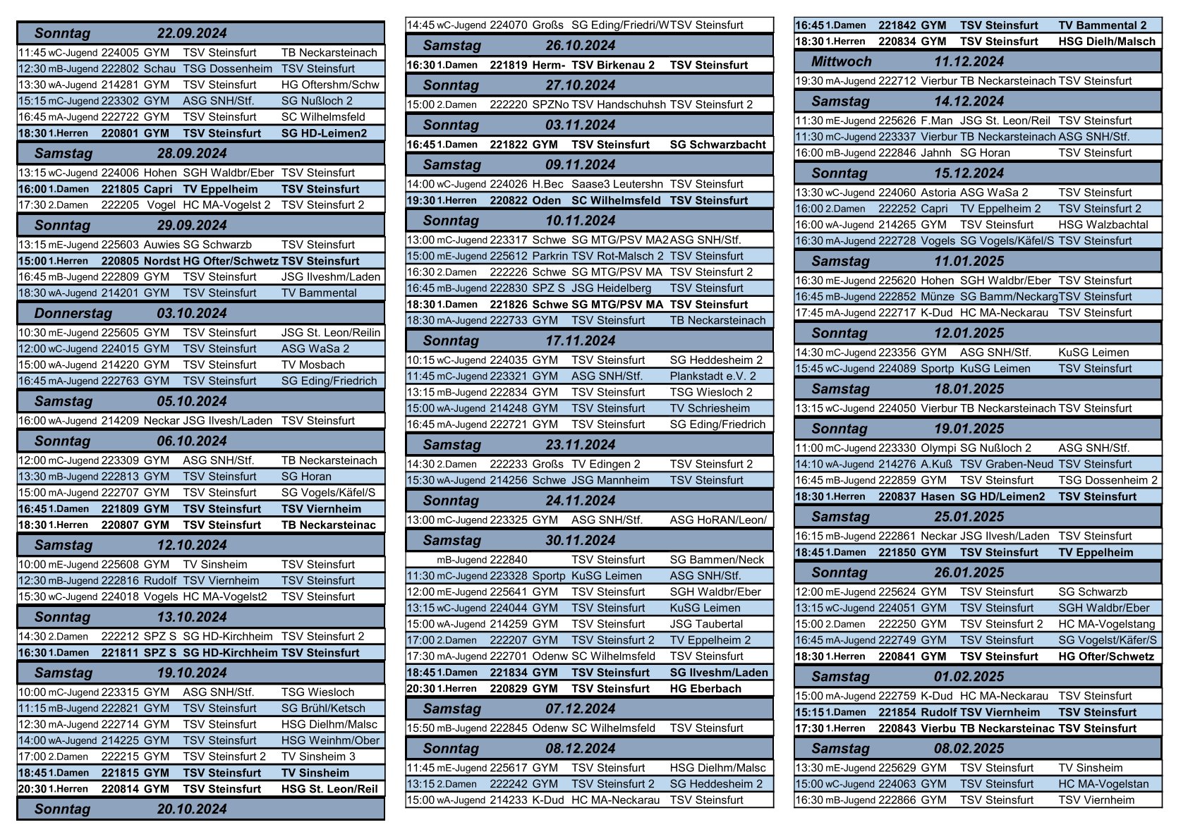 Spielplan 24,25 0